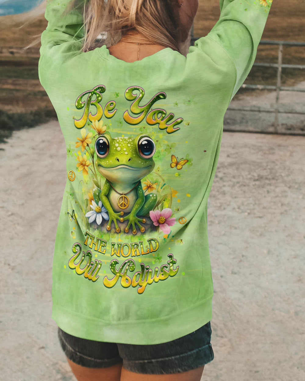 BE YOU THE WORLD WILL ADJUST FROG ALL OVER PRINT - YHHG0810251