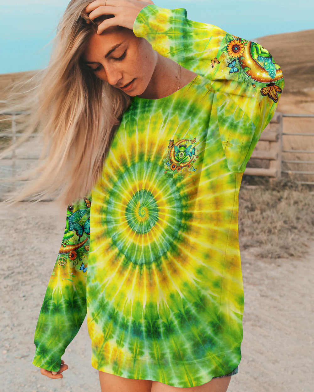 BE YOU THE WORLD WILL ADJUST FROG TIE DYE ALL OVER PRINT - YHHG0901252
