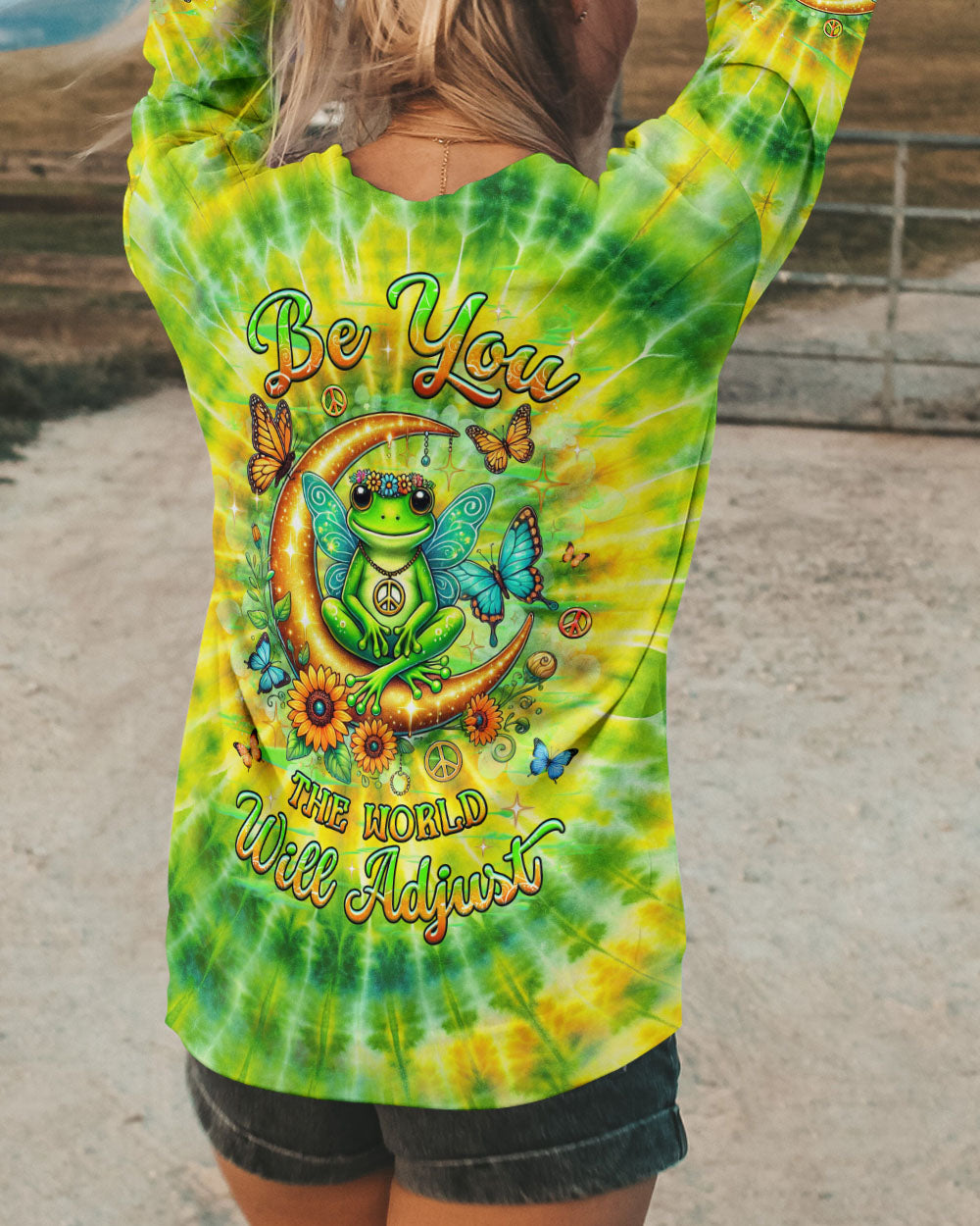 BE YOU THE WORLD WILL ADJUST FROG TIE DYE ALL OVER PRINT - YHHG0901252
