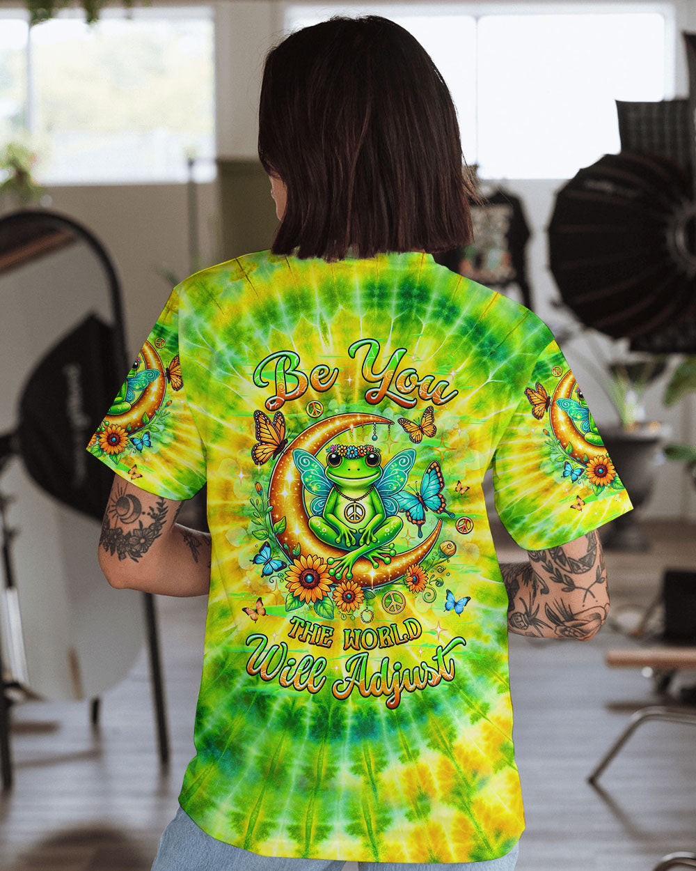BE YOU THE WORLD WILL ADJUST FROG TIE DYE ALL OVER PRINT - YHHG0901252