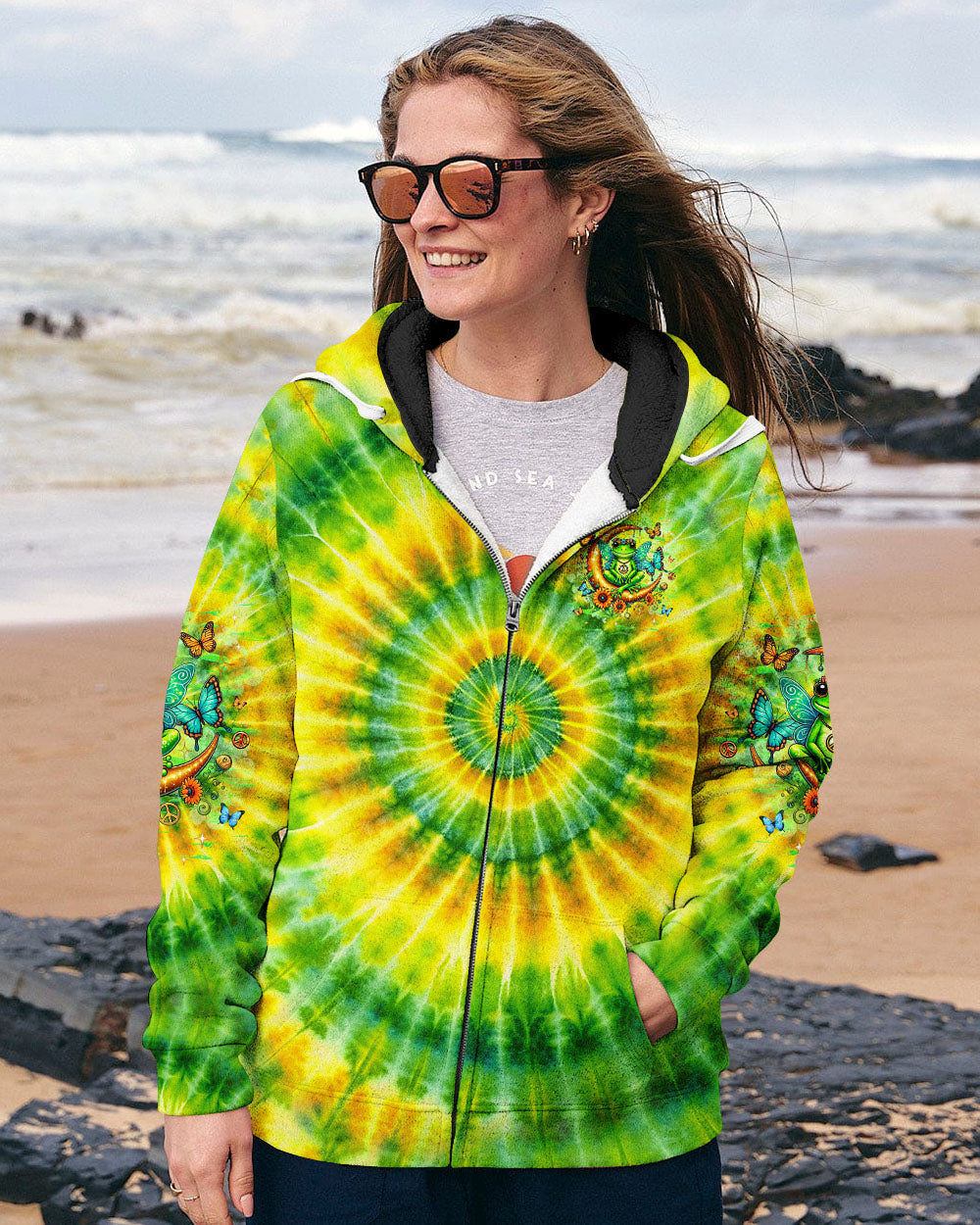 BE YOU THE WORLD WILL ADJUST FROG TIE DYE ALL OVER PRINT - YHHG0901252