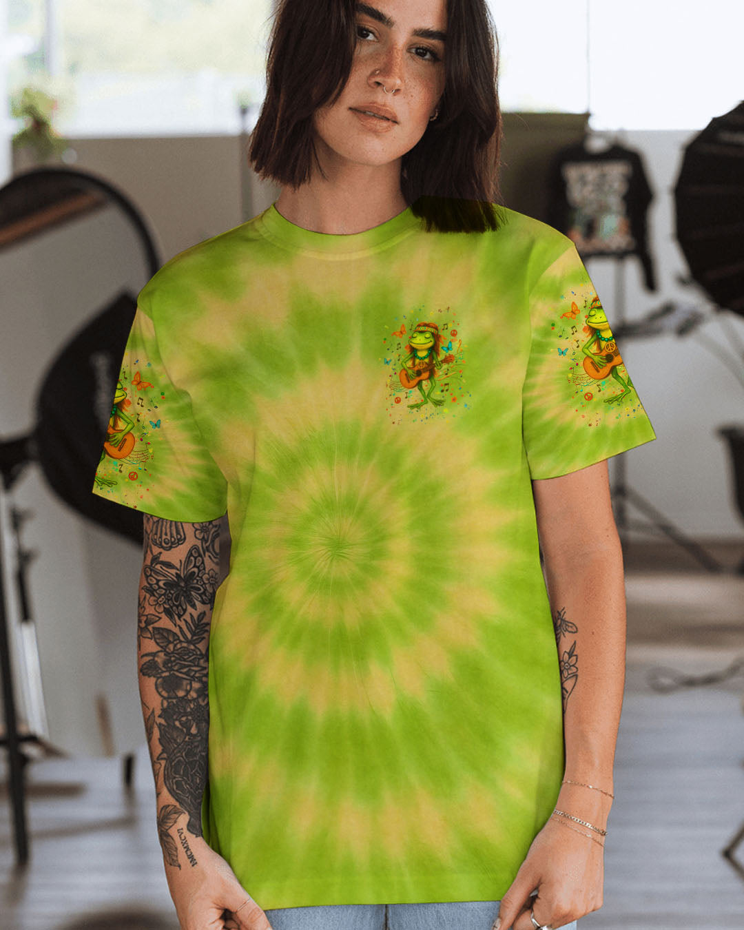 PEACE LOVE ROCK'N ROLL FROG ALL OVER PRINT - YHHG0905254