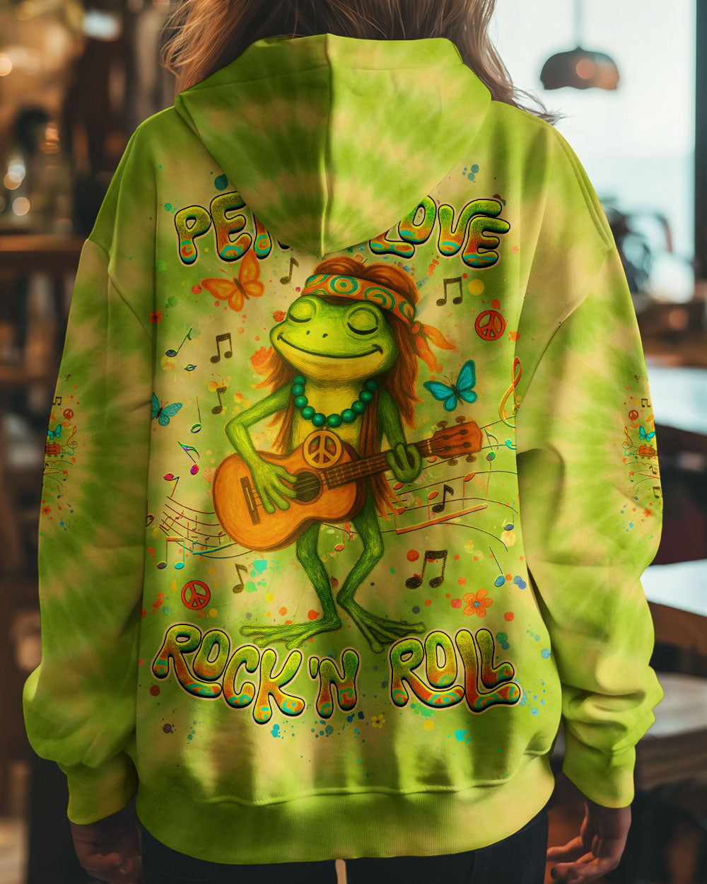 PEACE LOVE ROCK'N ROLL FROG ALL OVER PRINT - YHHG0905254