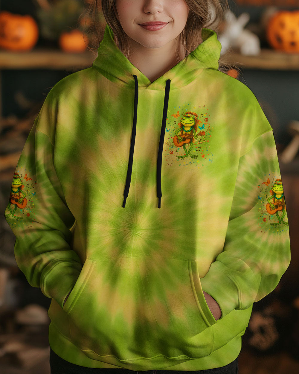 PEACE LOVE ROCK'N ROLL FROG ALL OVER PRINT - YHHG0905254