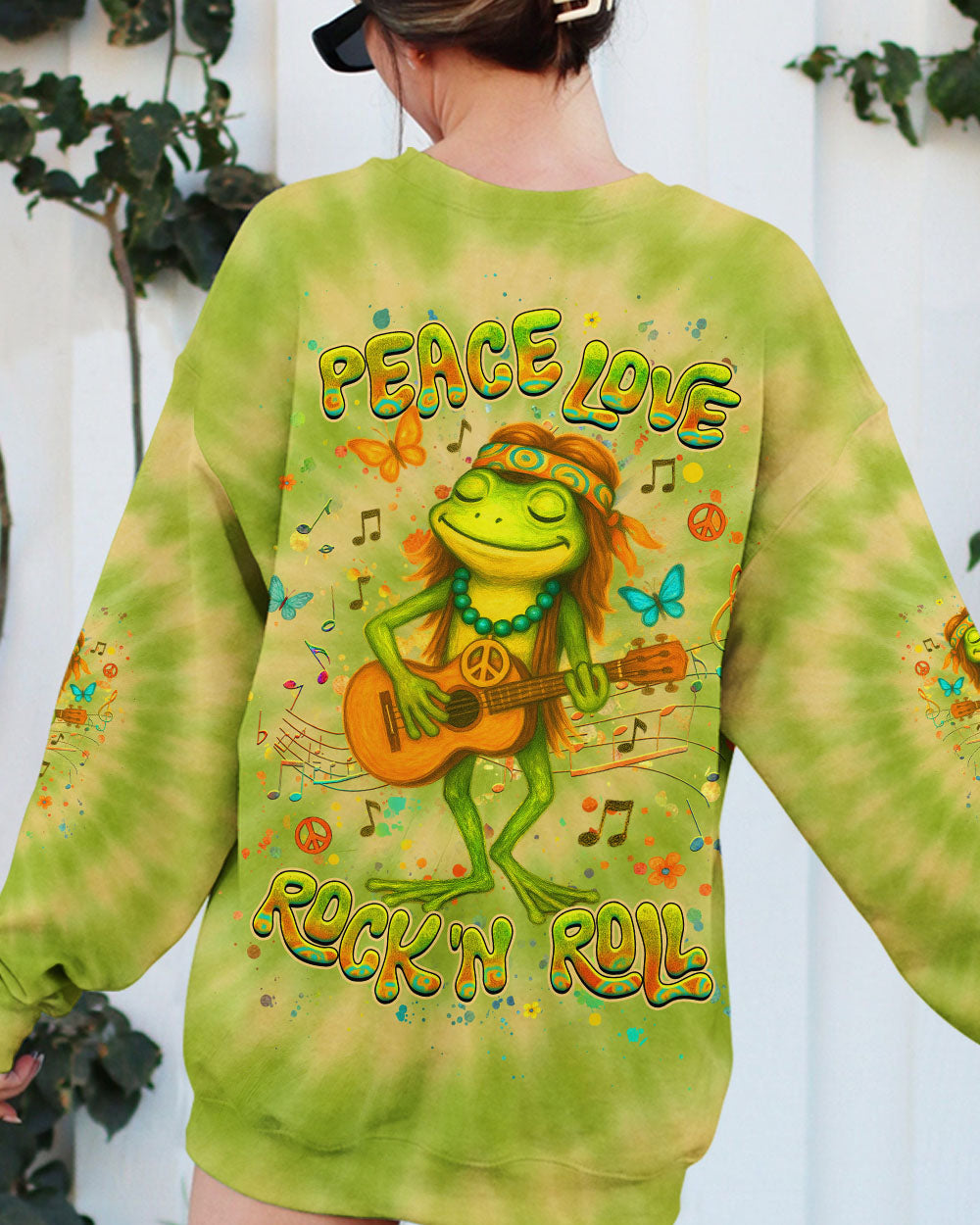 PEACE LOVE ROCK'N ROLL FROG ALL OVER PRINT - YHHG0905254