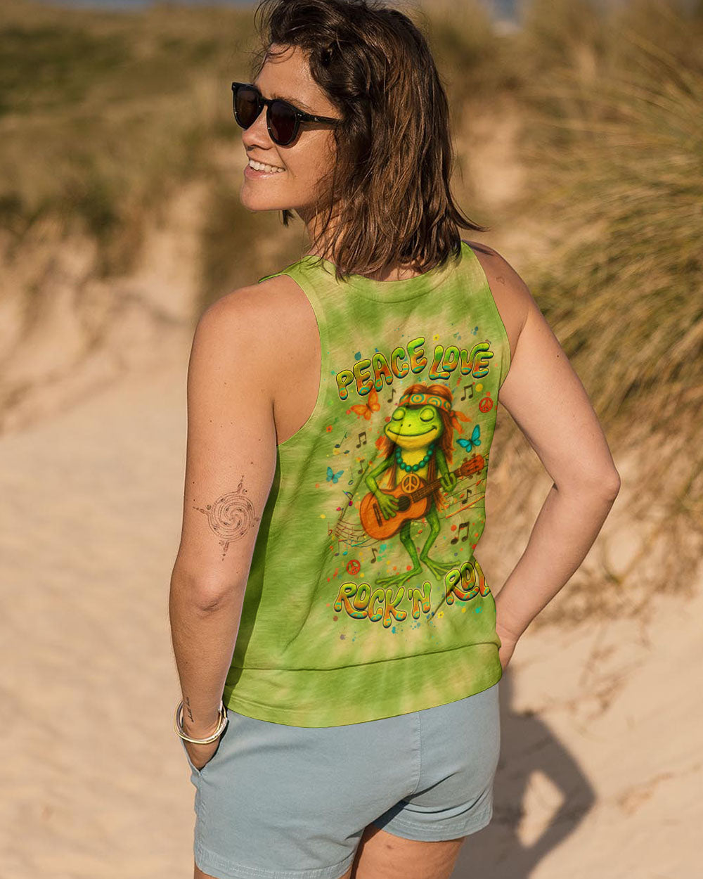 PEACE LOVE ROCK'N ROLL FROG ALL OVER PRINT - YHHG0905254