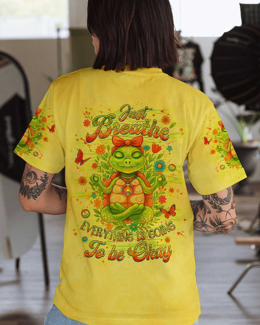 JUST BREATHE TURTLE ALL OVER PRINT - YHHG1007254