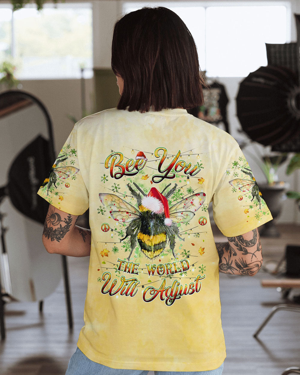 BEE YOU THE WORLD WILL ADJUST CHRISTMAS ALL OVER PRINT - YHHG1010243