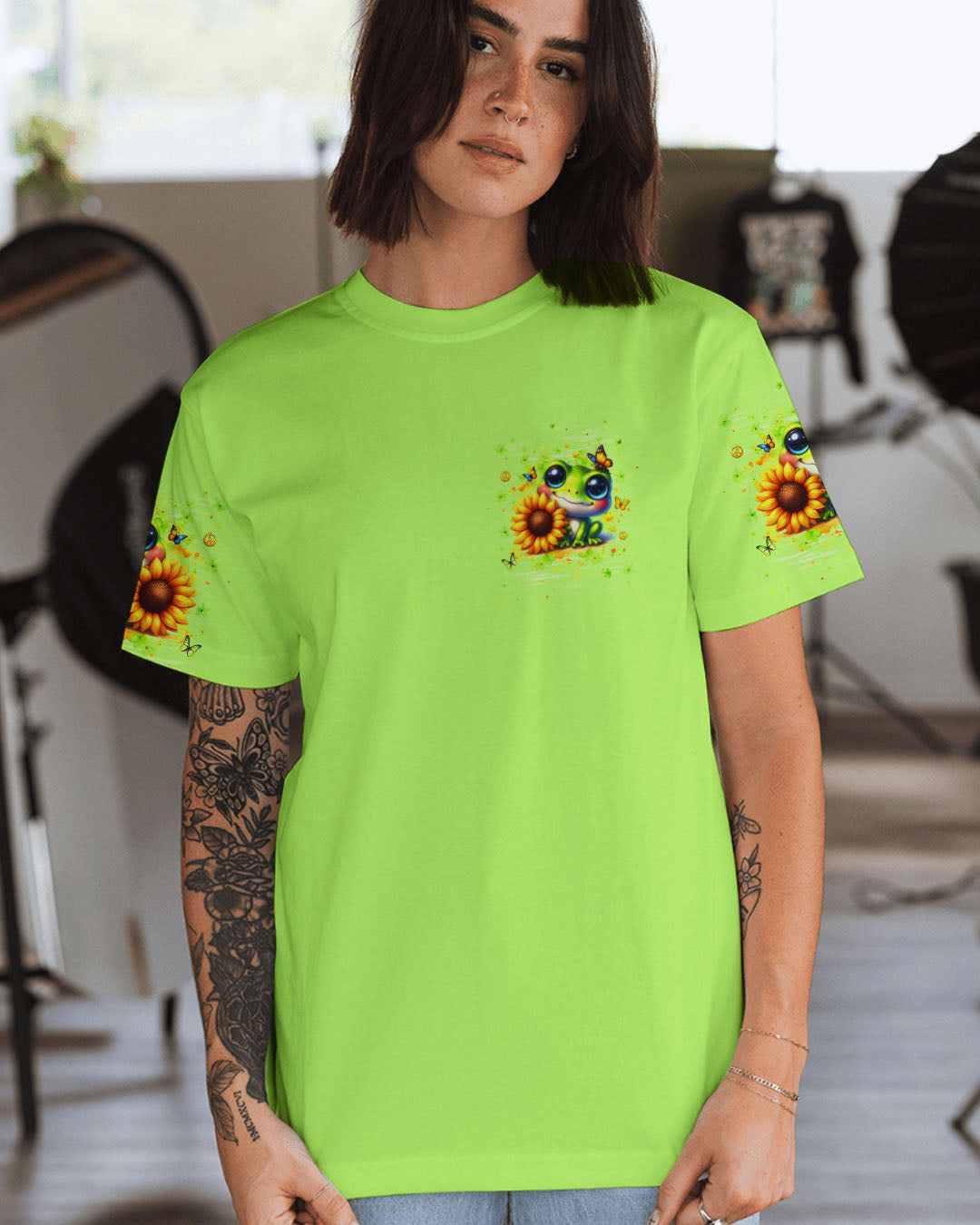 JUST BELIEVE FROG SUNFLOWER ALL OVER PRINT - YHHG1010253