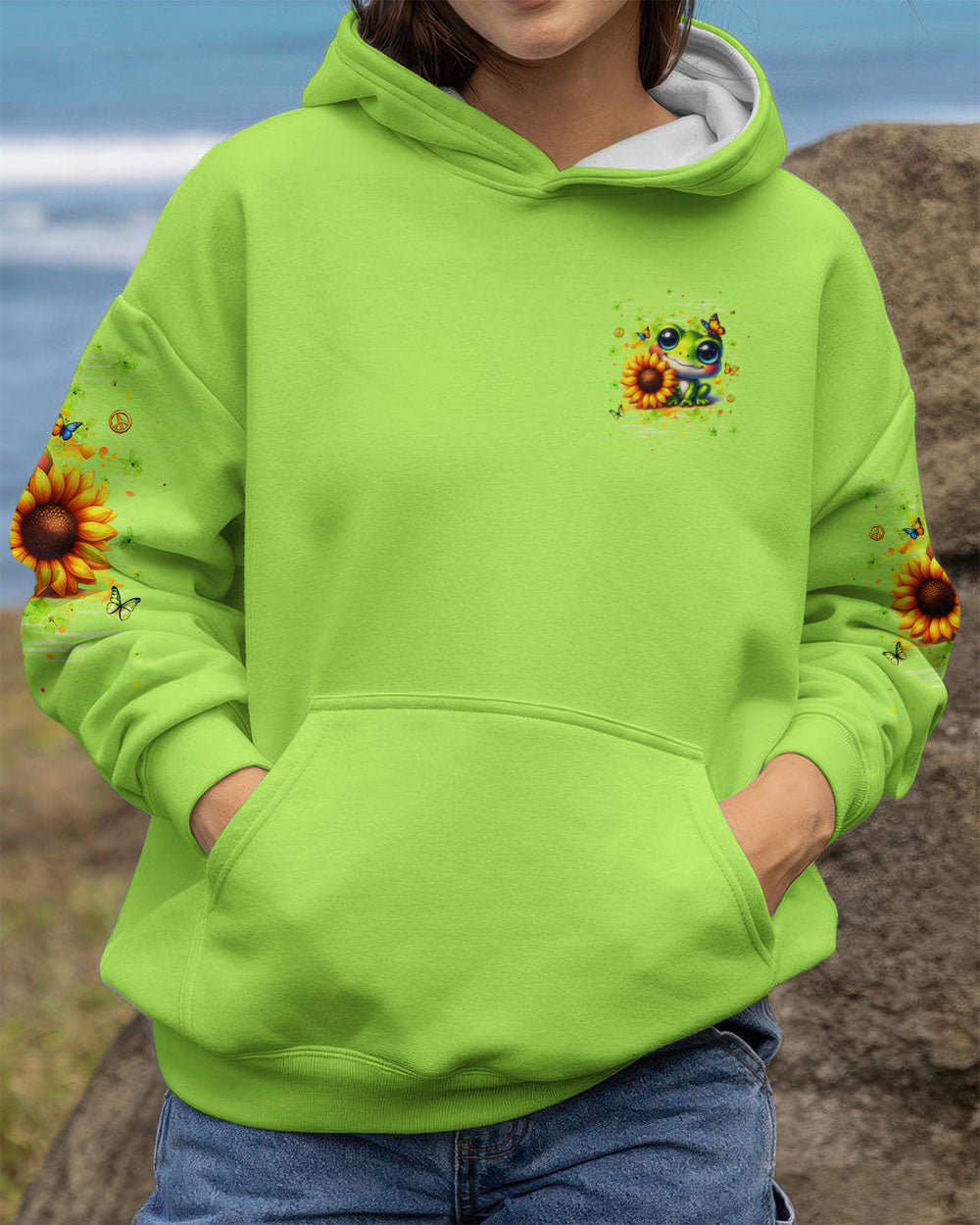 JUST BELIEVE FROG SUNFLOWER ALL OVER PRINT - YHHG1010253