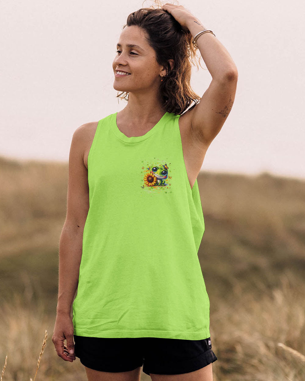 JUST BELIEVE FROG SUNFLOWER ALL OVER PRINT - YHHG1010253