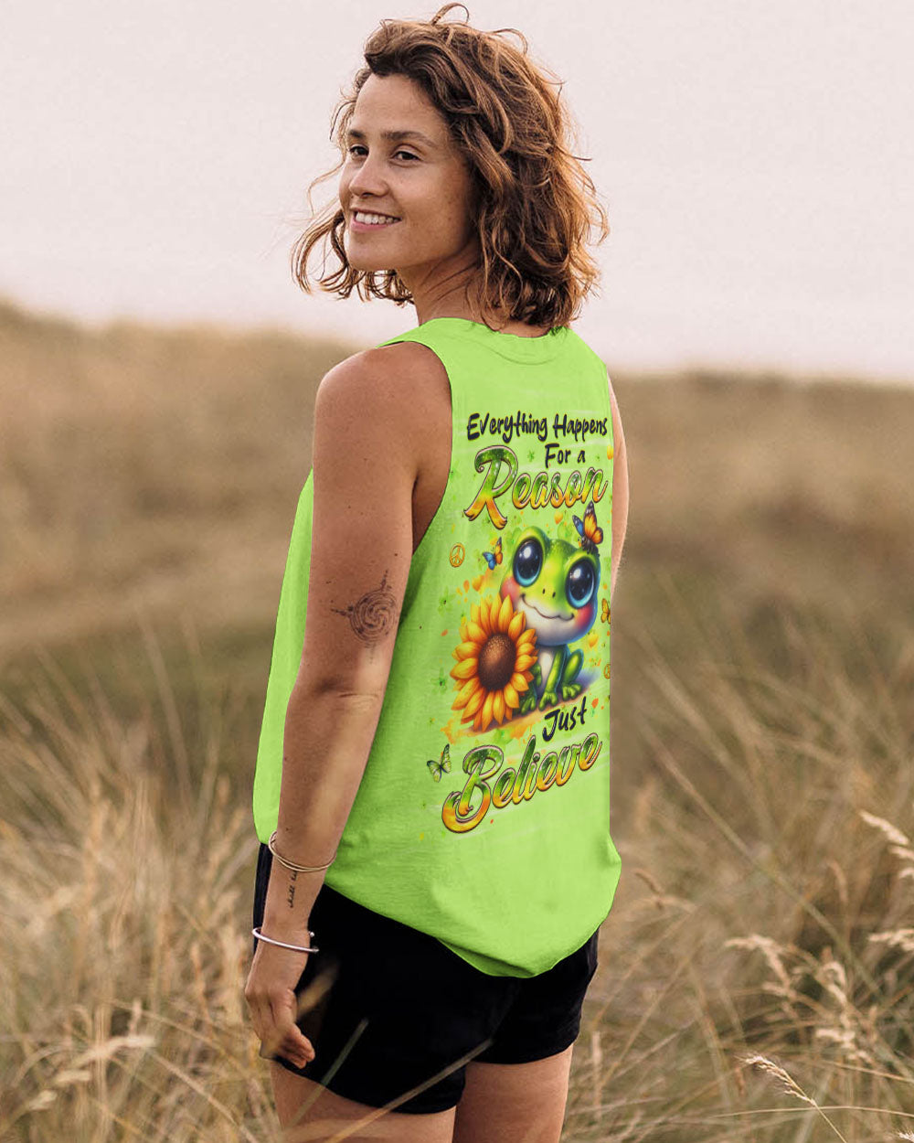 JUST BELIEVE FROG SUNFLOWER ALL OVER PRINT - YHHG1010253