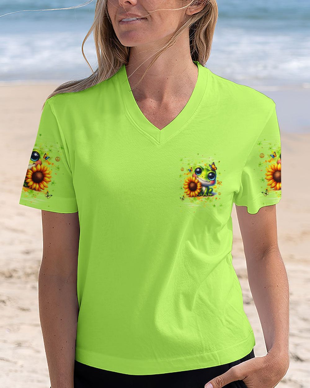JUST BELIEVE FROG SUNFLOWER ALL OVER PRINT - YHHG1010253
