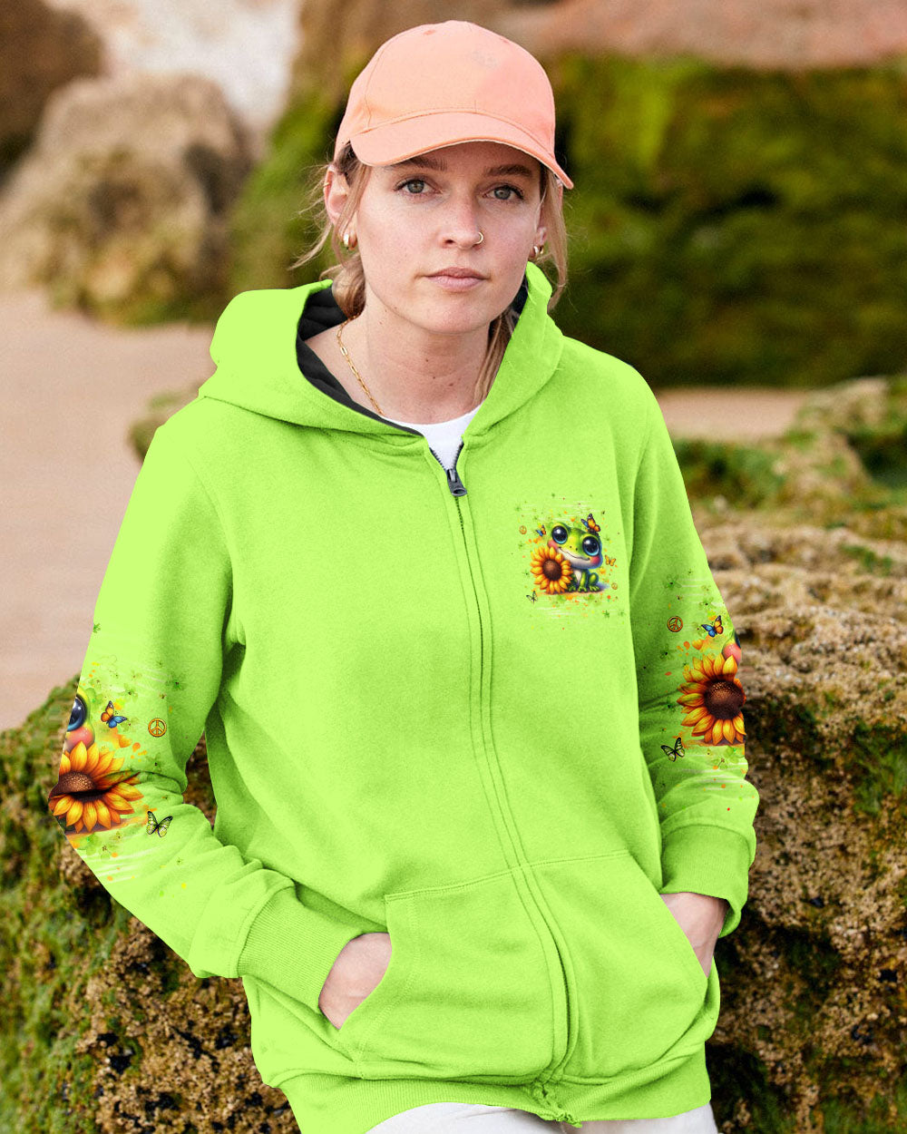JUST BELIEVE FROG SUNFLOWER ALL OVER PRINT - YHHG1010253