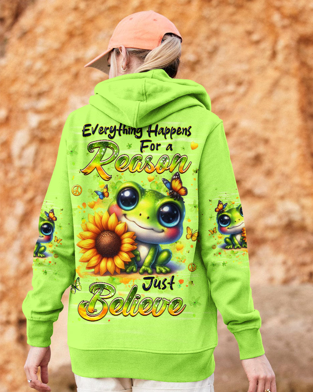JUST BELIEVE FROG SUNFLOWER ALL OVER PRINT - YHHG1010253