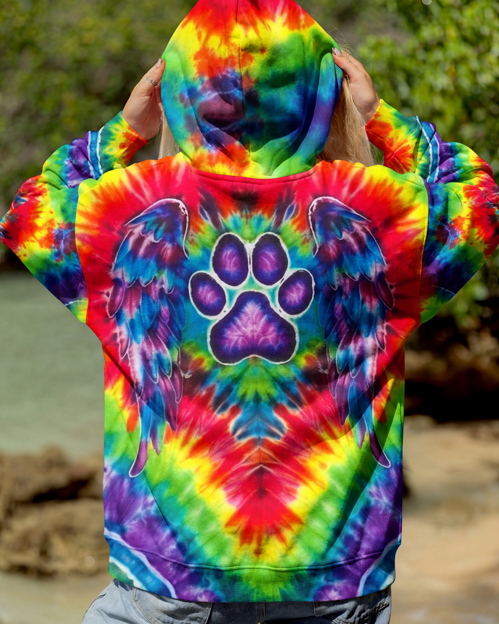 RAINBOW PSYCHEDELIC PAWPRINT MIRAGE ALL OVER PRINT - YHHG1201262