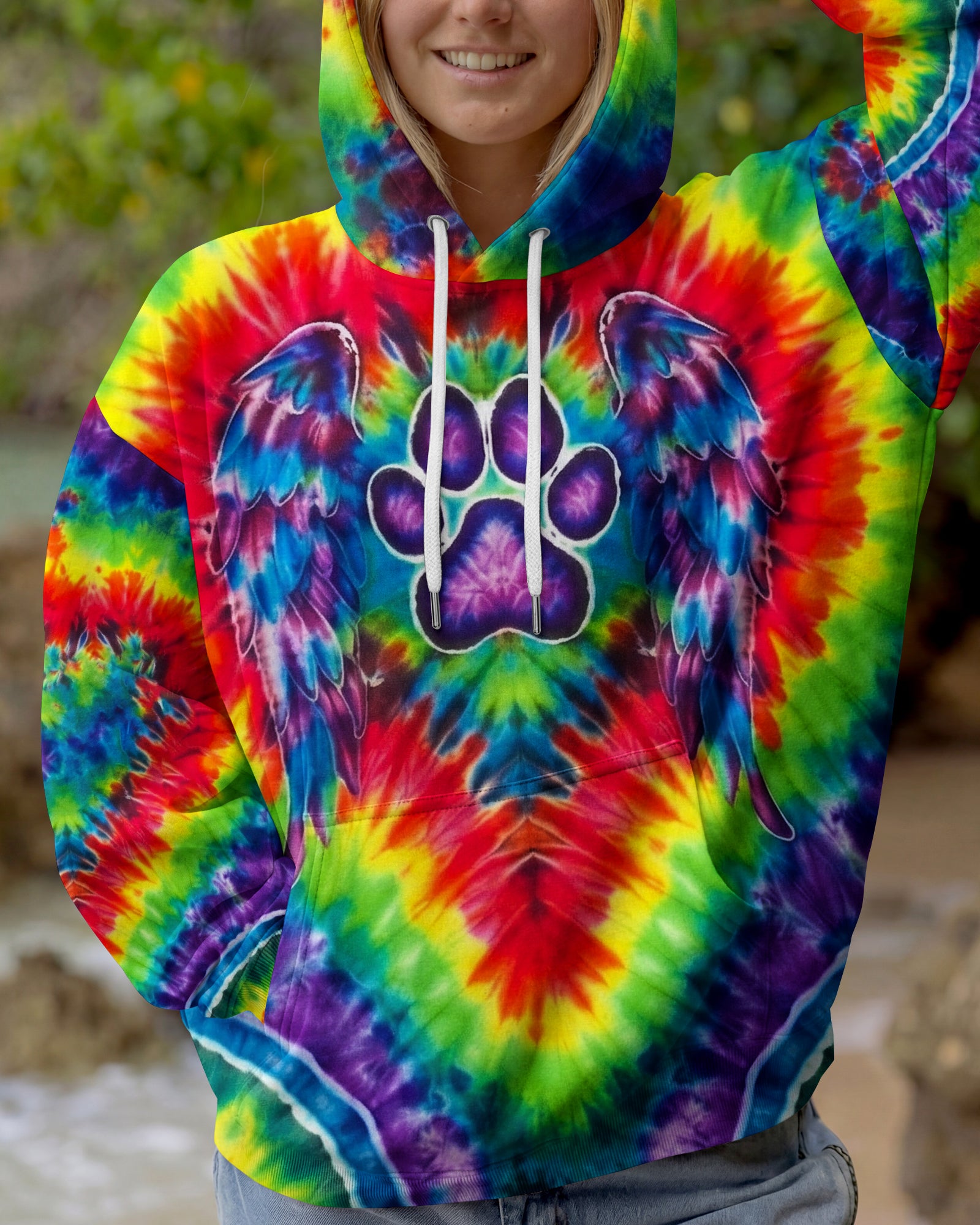 RAINBOW PSYCHEDELIC PAWPRINT MIRAGE ALL OVER PRINT - YHHG1201262