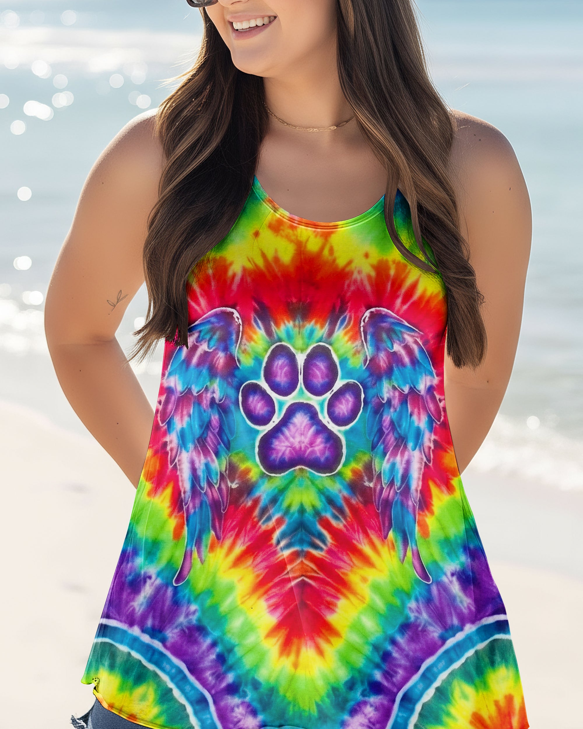 RAINBOW PSYCHEDELIC PAWPRINT MIRAGE ALL OVER PRINT - YHHG1201262