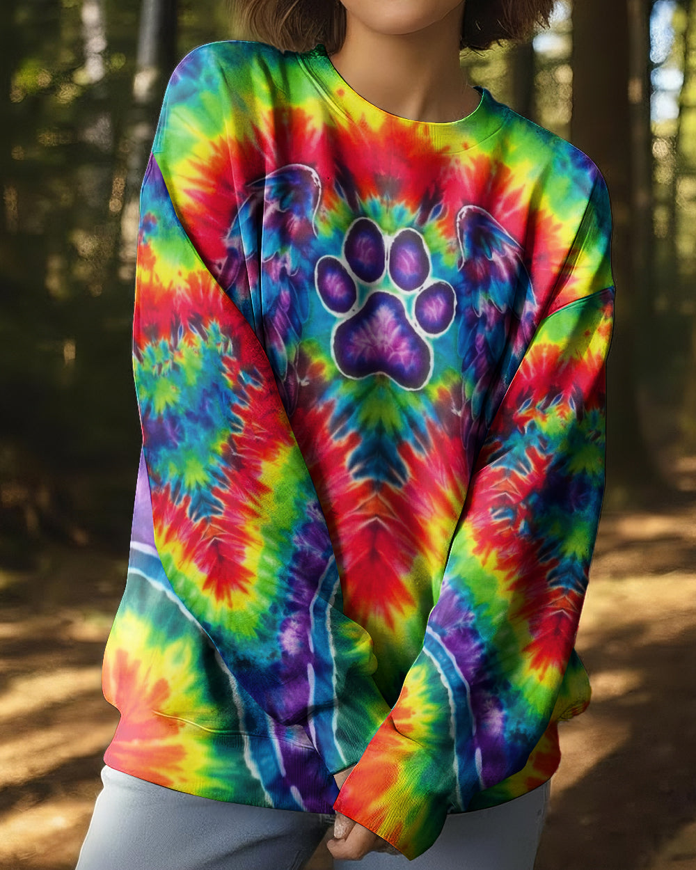 RAINBOW PSYCHEDELIC PAWPRINT MIRAGE ALL OVER PRINT - YHHG1201262