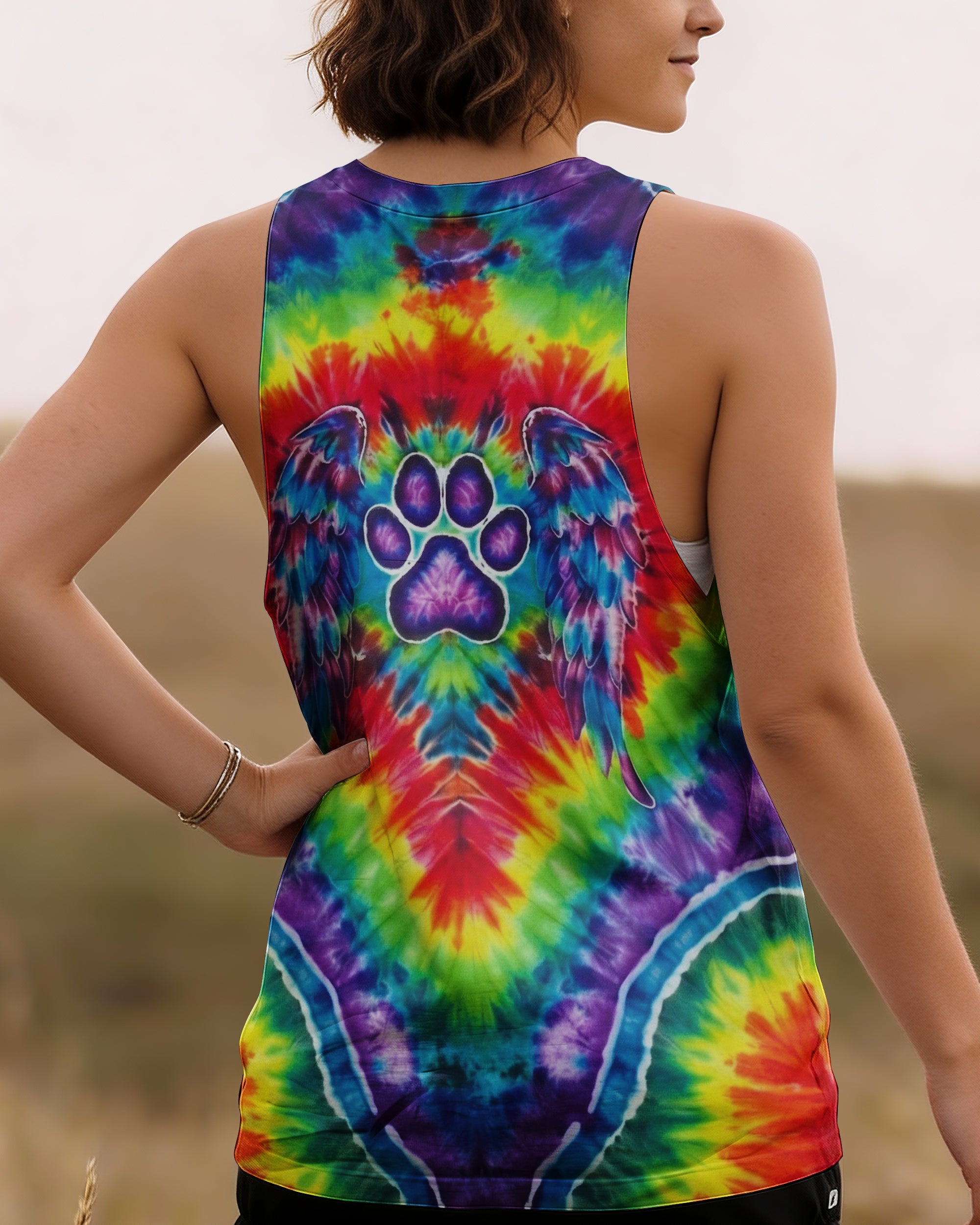 RAINBOW PSYCHEDELIC PAWPRINT MIRAGE ALL OVER PRINT - YHHG1201262