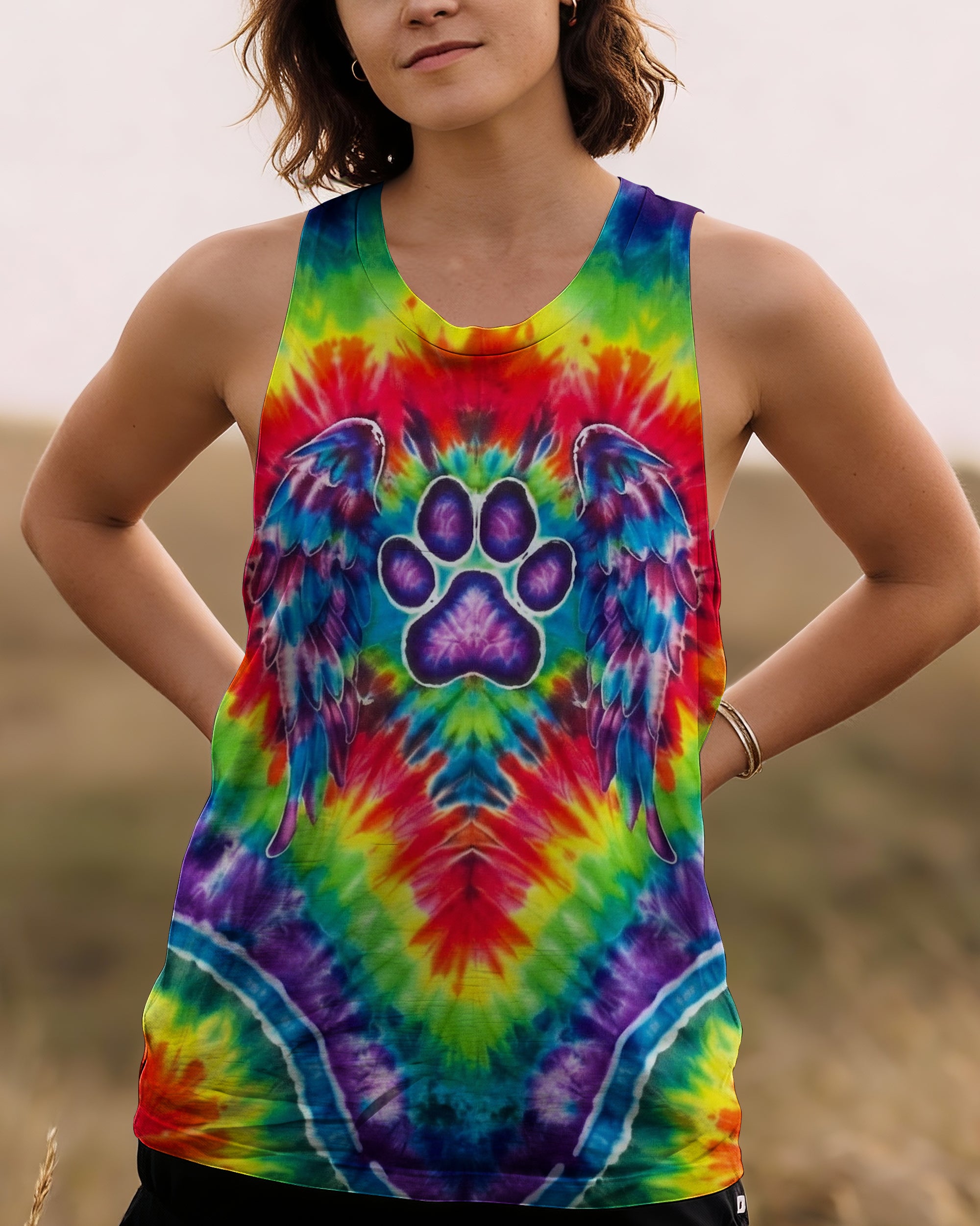 RAINBOW PSYCHEDELIC PAWPRINT MIRAGE ALL OVER PRINT - YHHG1201262