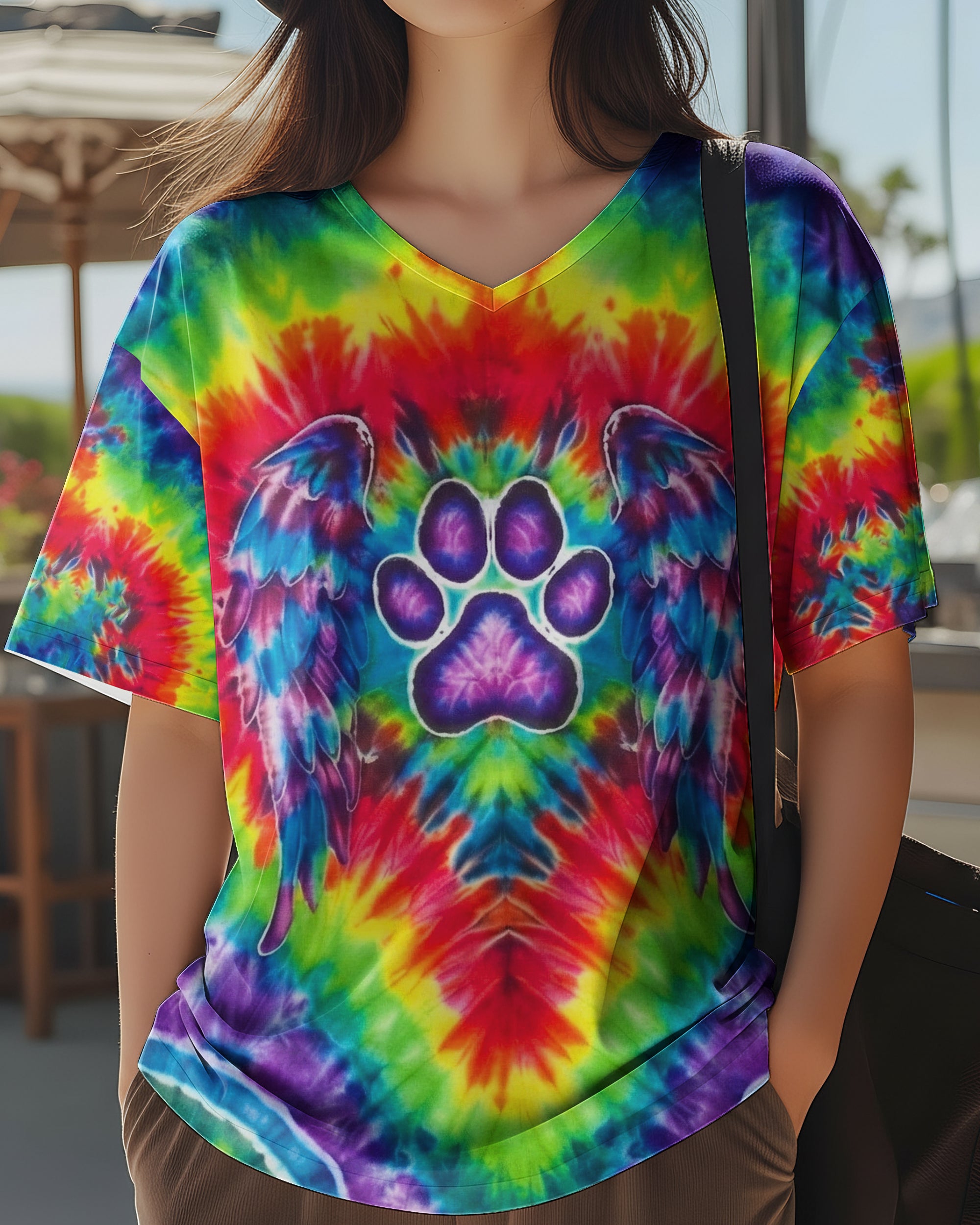RAINBOW PSYCHEDELIC PAWPRINT MIRAGE ALL OVER PRINT - YHHG1201262