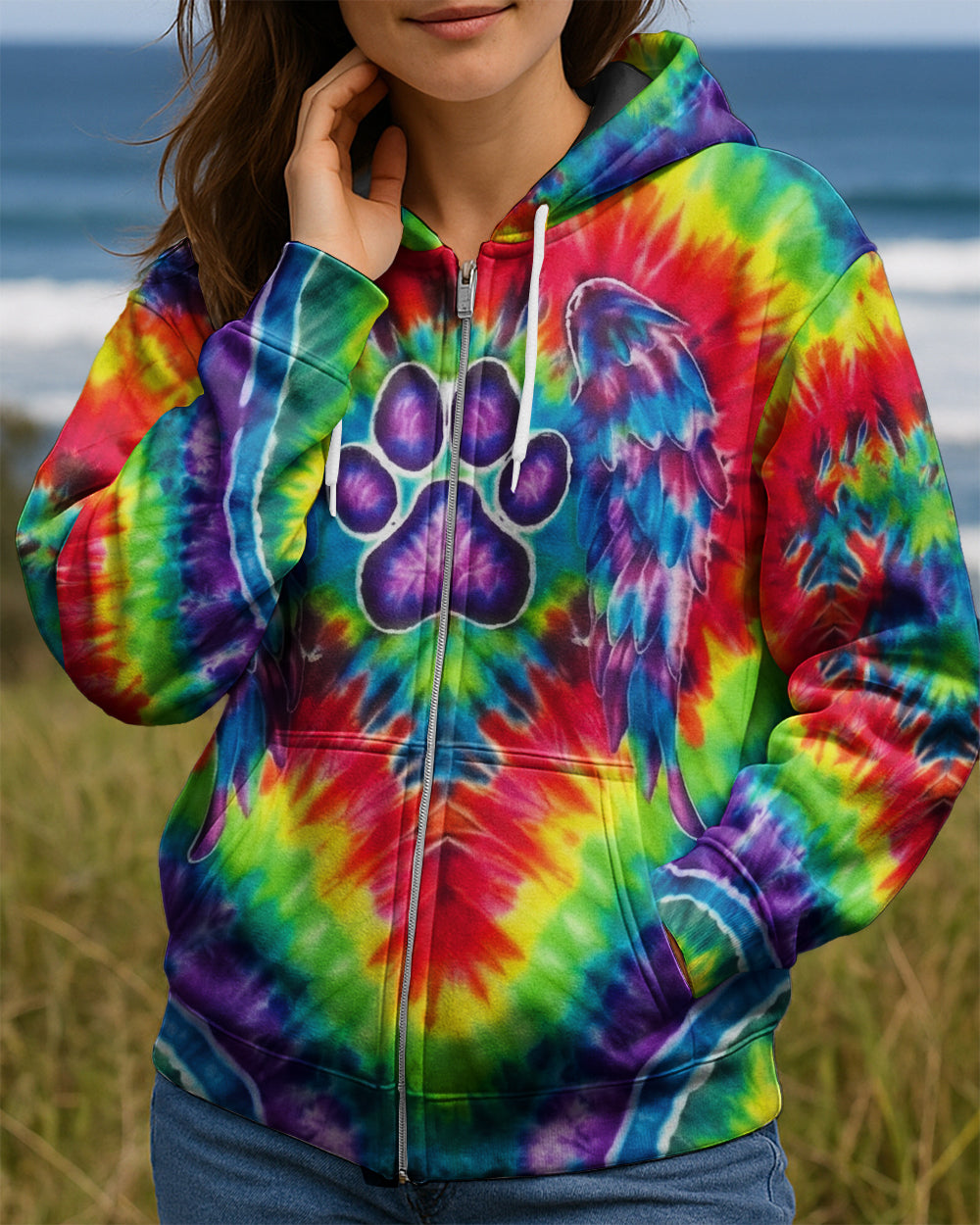 RAINBOW PSYCHEDELIC PAWPRINT MIRAGE ALL OVER PRINT - YHHG1201262