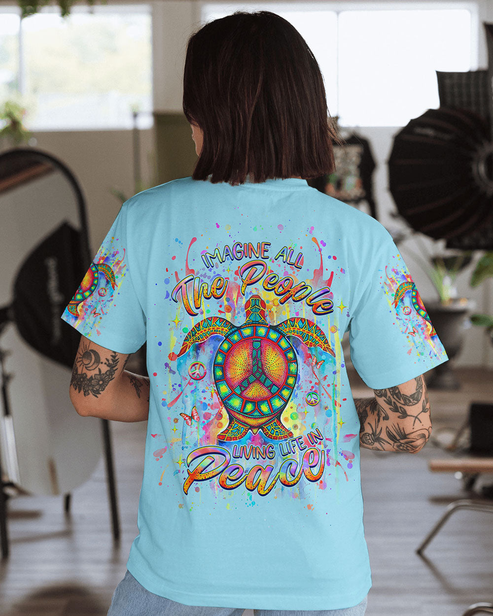 IMAGINE ALL THE PEOPLE LIVING LIFE IN PEACE TURTLE ALL OVER PRINT - YHHG1208243