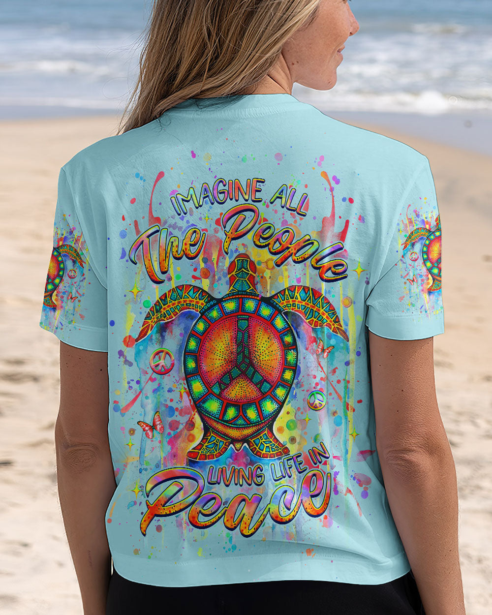 IMAGINE ALL THE PEOPLE LIVING LIFE IN PEACE TURTLE ALL OVER PRINT - YHHG1208243