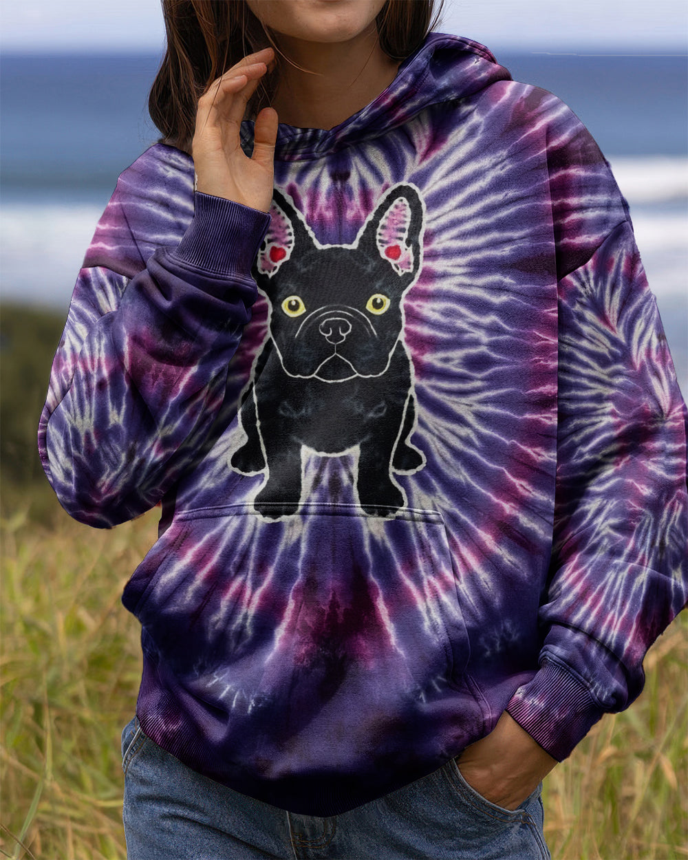 FRENCH BULLDOG PURPLE SWIRL ALL OVER PRINT - YHHG1301261