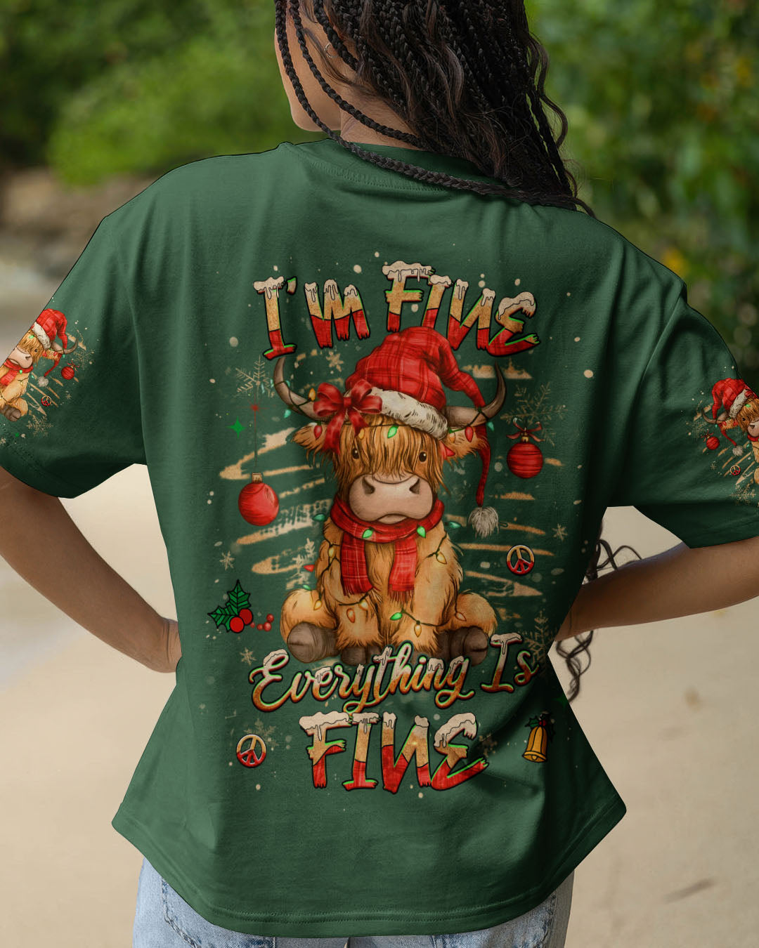 I'M FINE EVERYTHING IS FINE CHRISTMAS COW ALL OVER PRINT - YHHG1311251