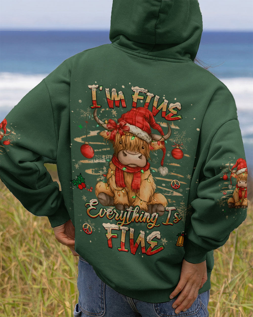 I'M FINE EVERYTHING IS FINE CHRISTMAS COW ALL OVER PRINT - YHHG1311251