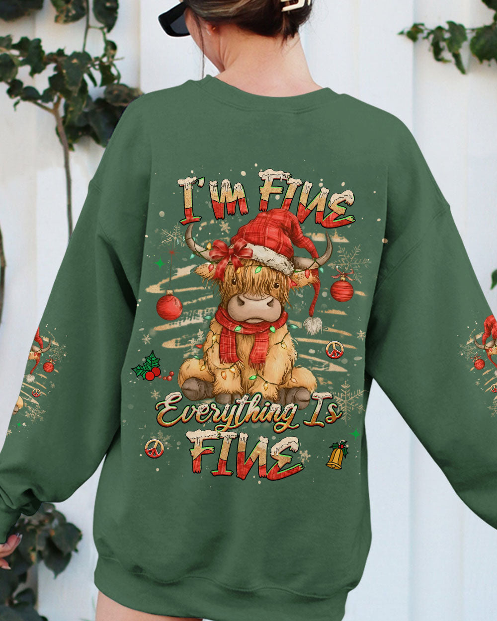 I'M FINE EVERYTHING IS FINE CHRISTMAS COW ALL OVER PRINT - YHHG1311251