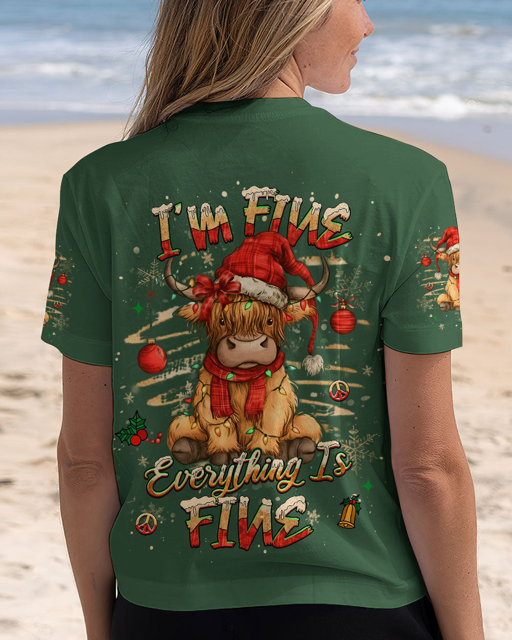 I'M FINE EVERYTHING IS FINE CHRISTMAS COW ALL OVER PRINT - YHHG1311251
