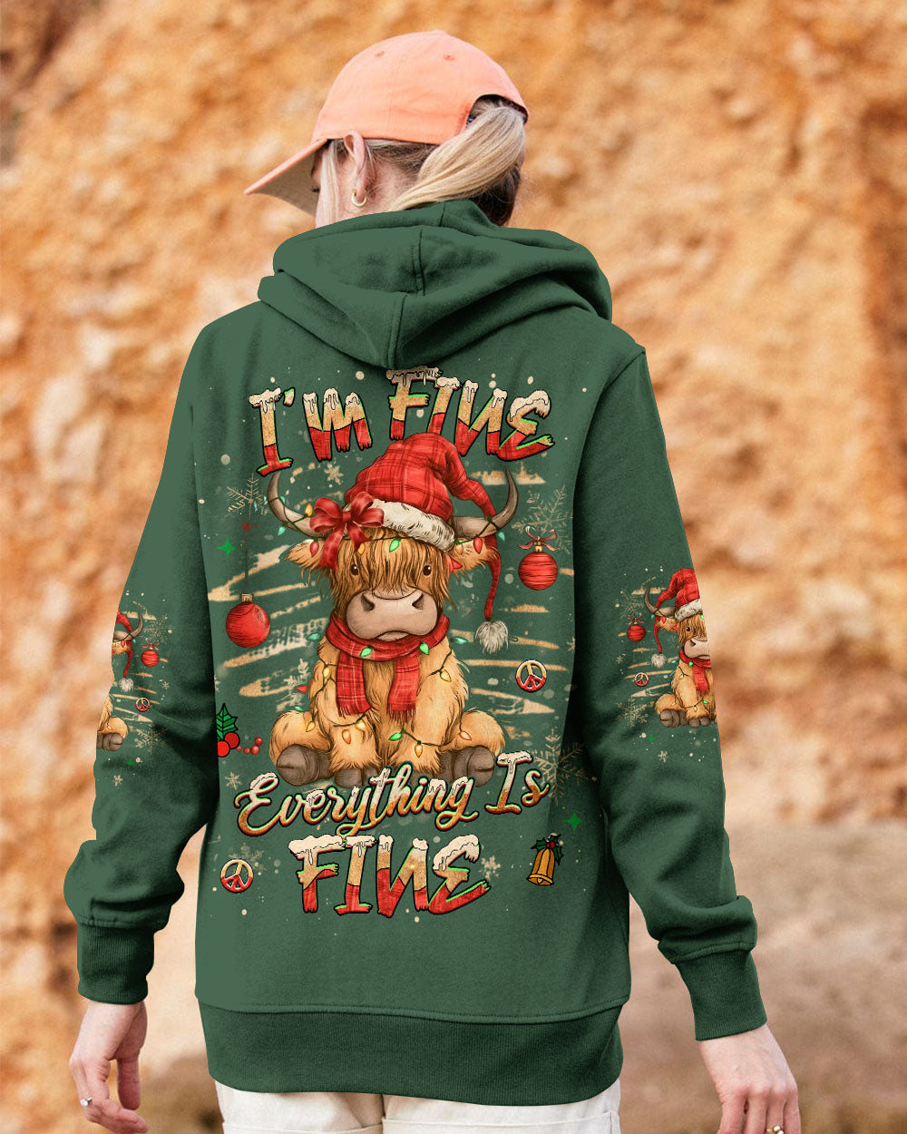 I'M FINE EVERYTHING IS FINE CHRISTMAS COW ALL OVER PRINT - YHHG1311251