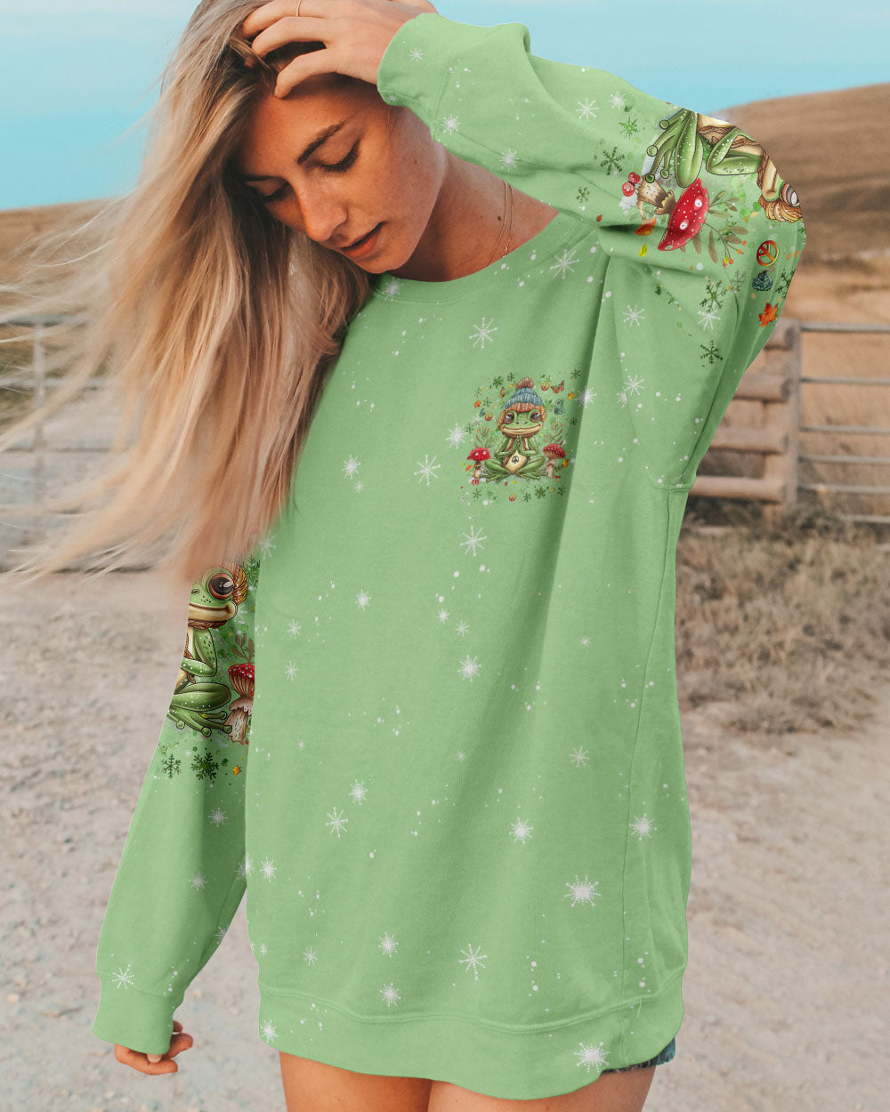 JUST BREATHE CHRISTMAS FROG ALL OVER PRINT - YHHG1410242