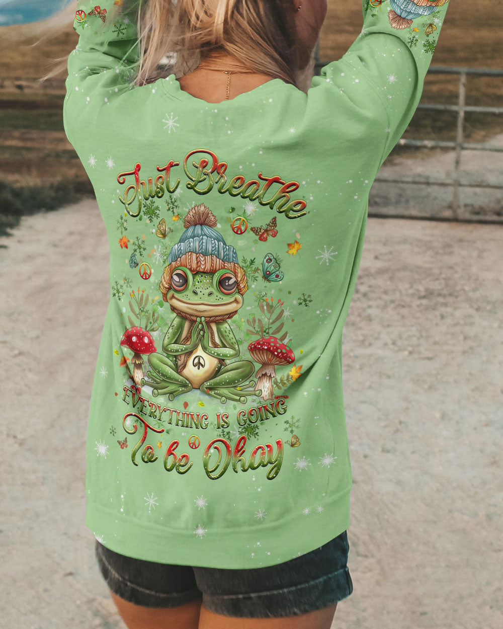 JUST BREATHE CHRISTMAS FROG ALL OVER PRINT - YHHG1410242
