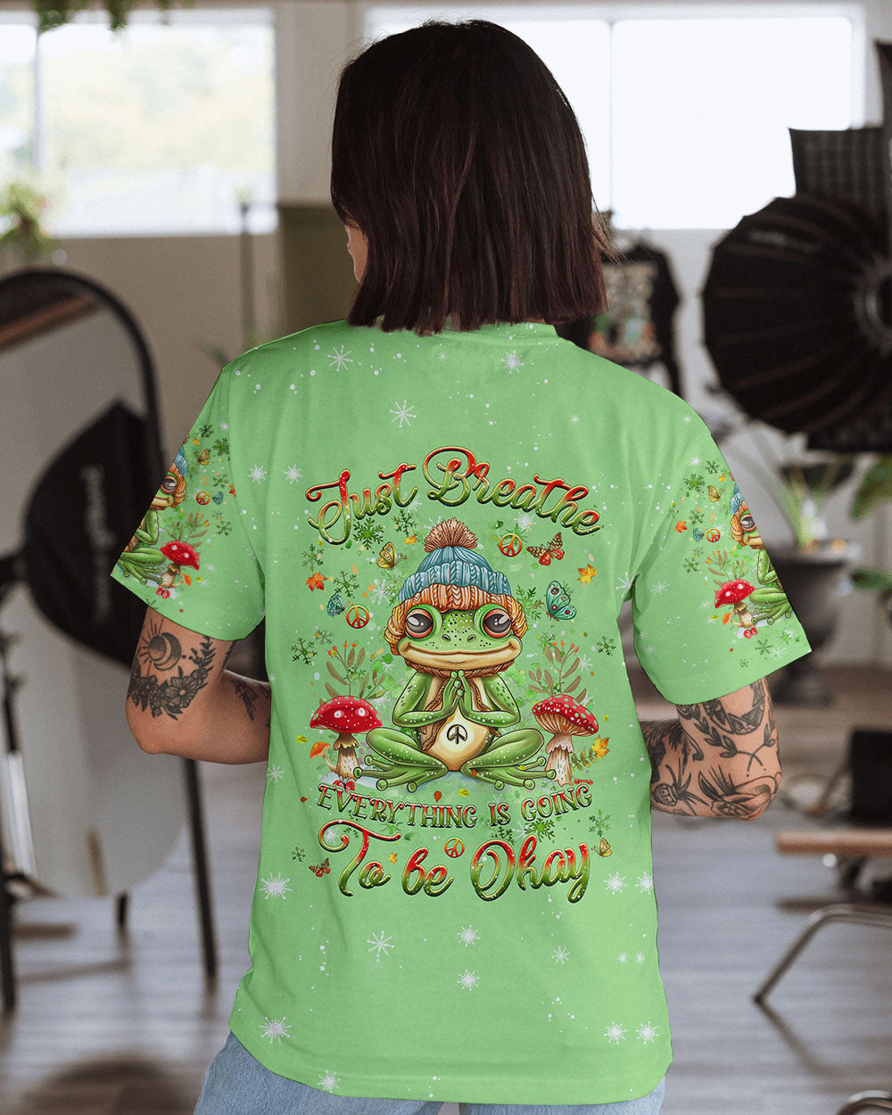 JUST BREATHE CHRISTMAS FROG ALL OVER PRINT - YHHG1410242