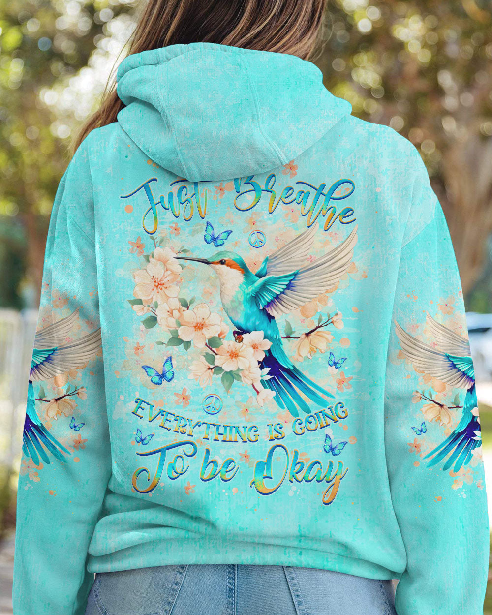 JUST BREATHE HUMMINGBIRD ALL OVER PRINT - YHHG1605244