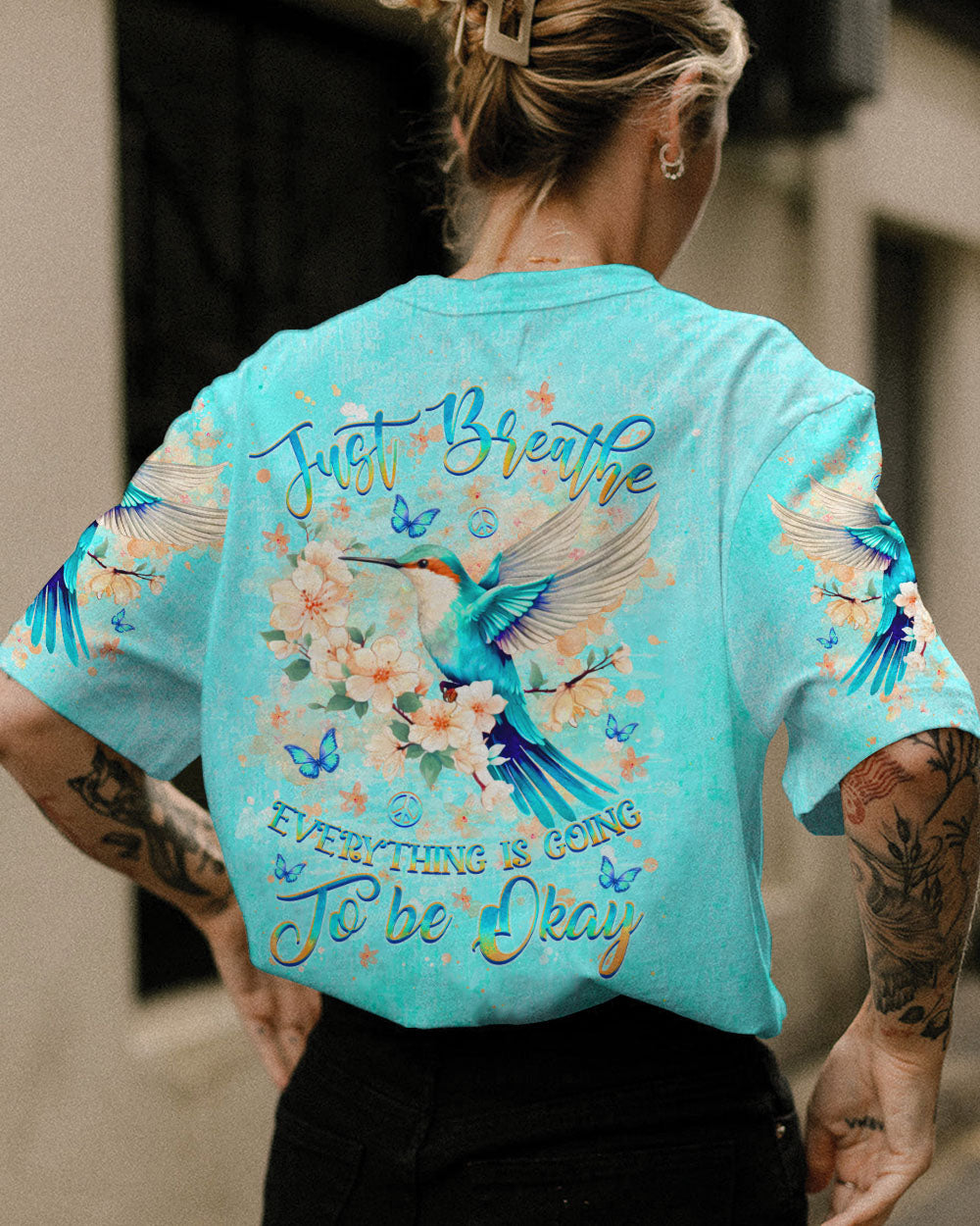 JUST BREATHE HUMMINGBIRD ALL OVER PRINT - YHHG1605244