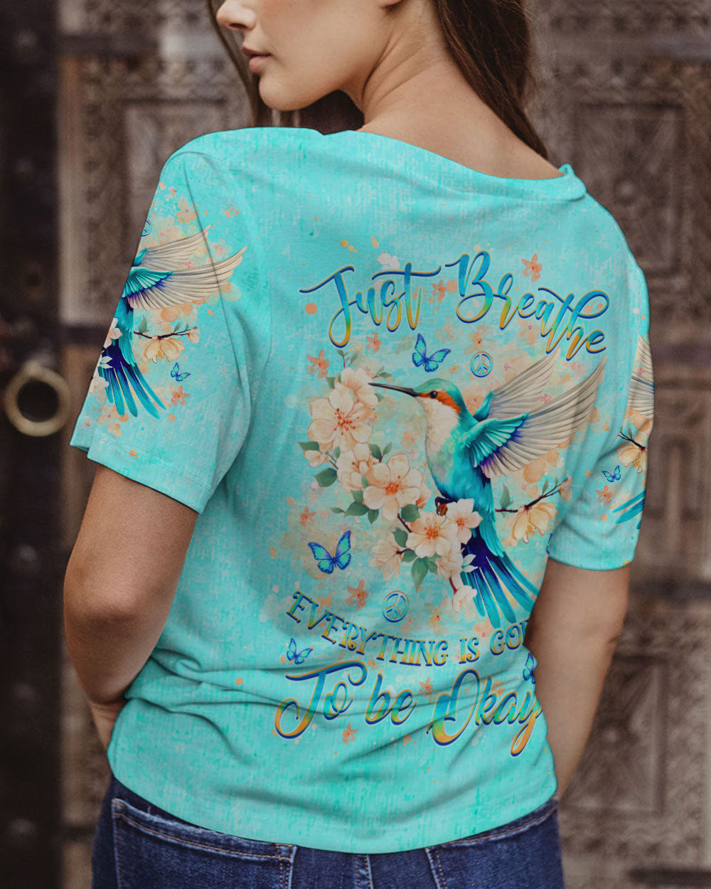 JUST BREATHE HUMMINGBIRD ALL OVER PRINT - YHHG1605244