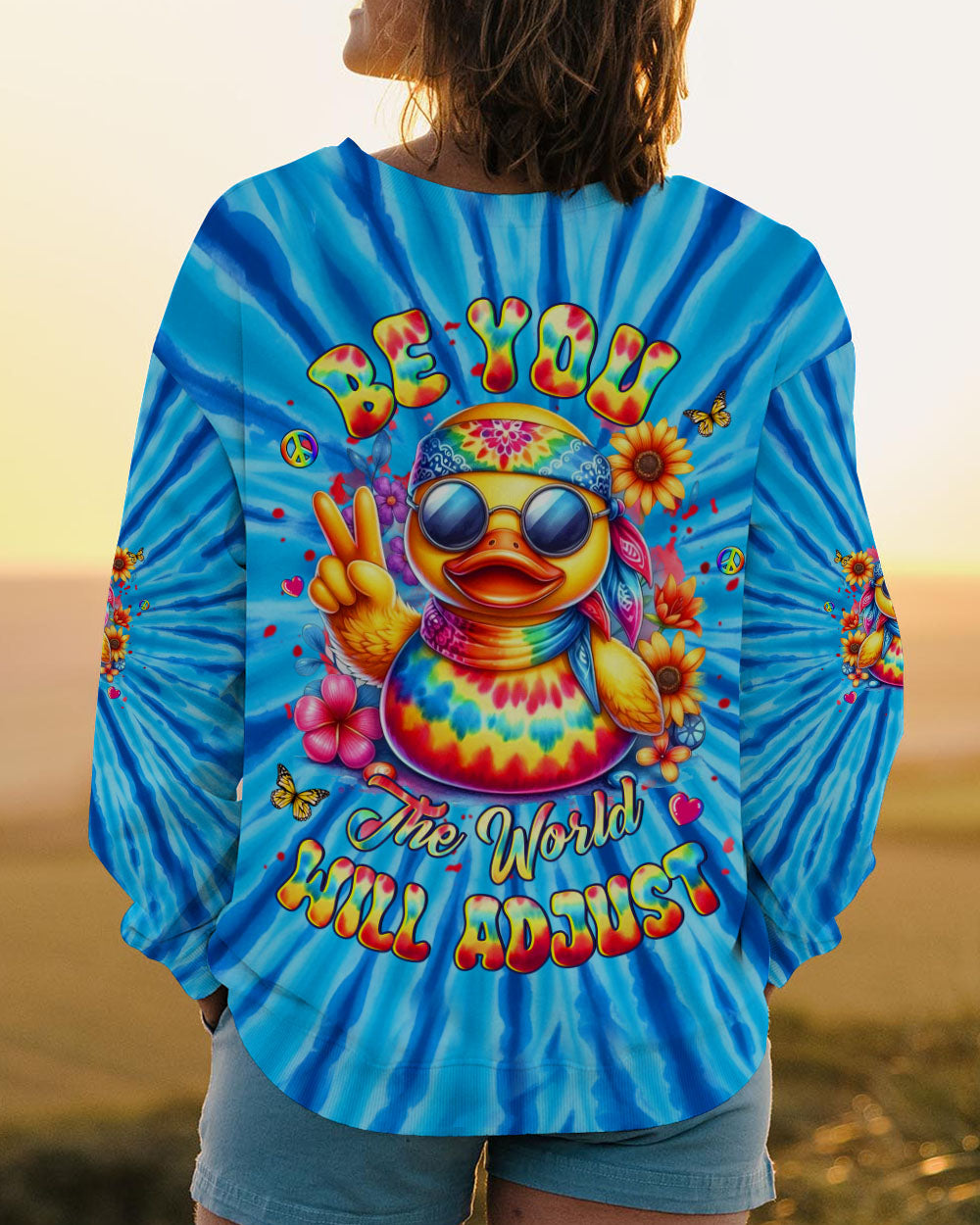 BE YOU THE WORLD WILL ADJUST DUCK TIE DYE ALL OVER PRINT - YHHG1711251