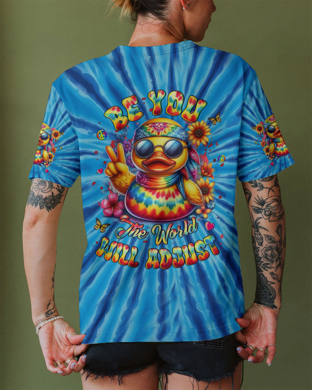 BE YOU THE WORLD WILL ADJUST DUCK TIE DYE ALL OVER PRINT - YHHG1711251
