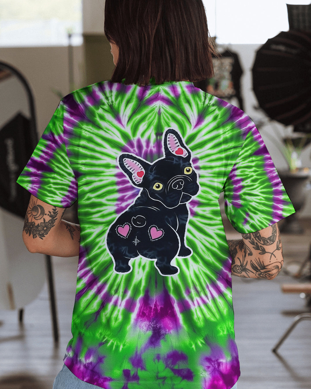 GREEN PURPLE SWIRL FRENCH BULLDOG ALL OVER PRINT - YHHG1901254