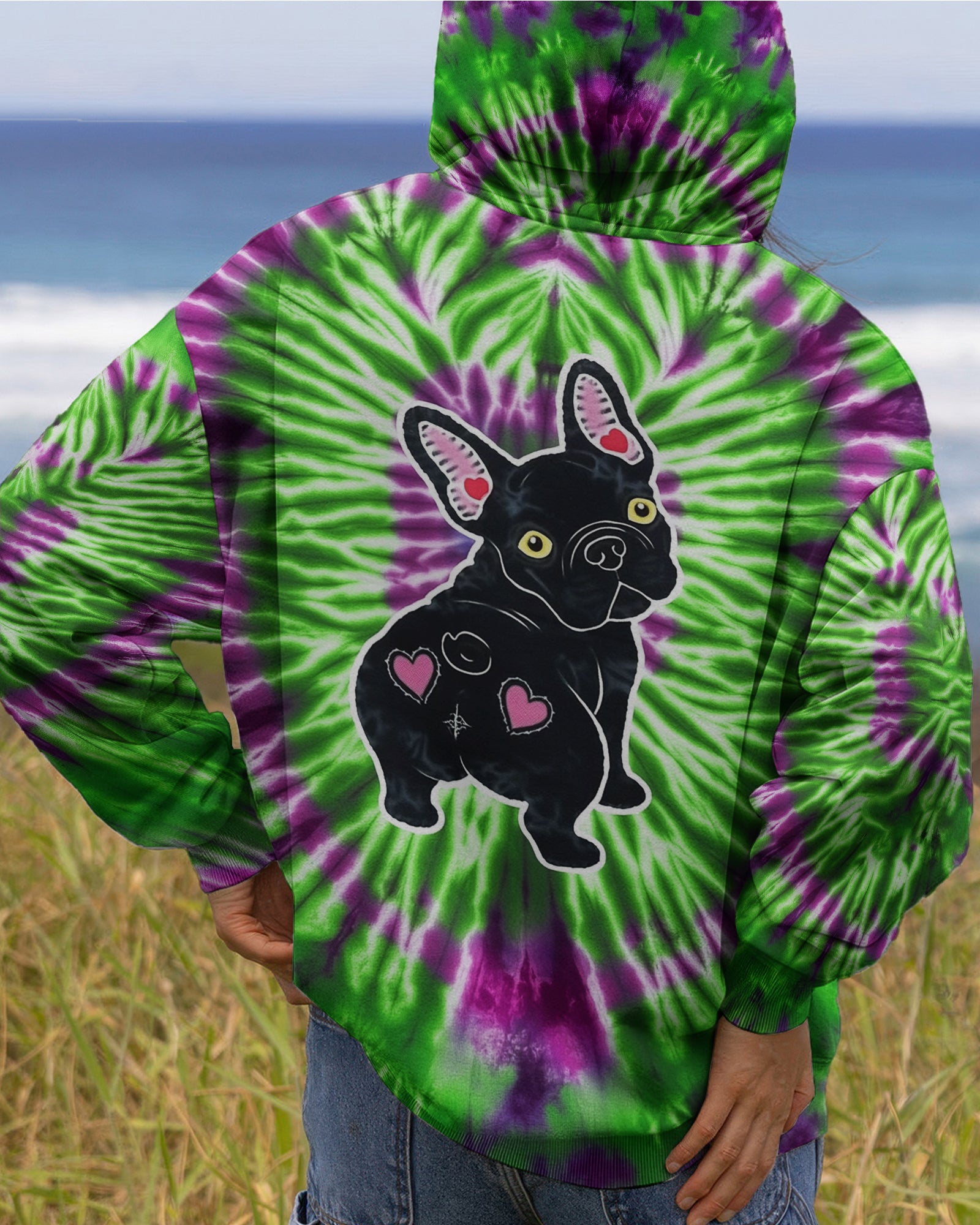 GREEN PURPLE SWIRL FRENCH BULLDOG ALL OVER PRINT - YHHG1901254