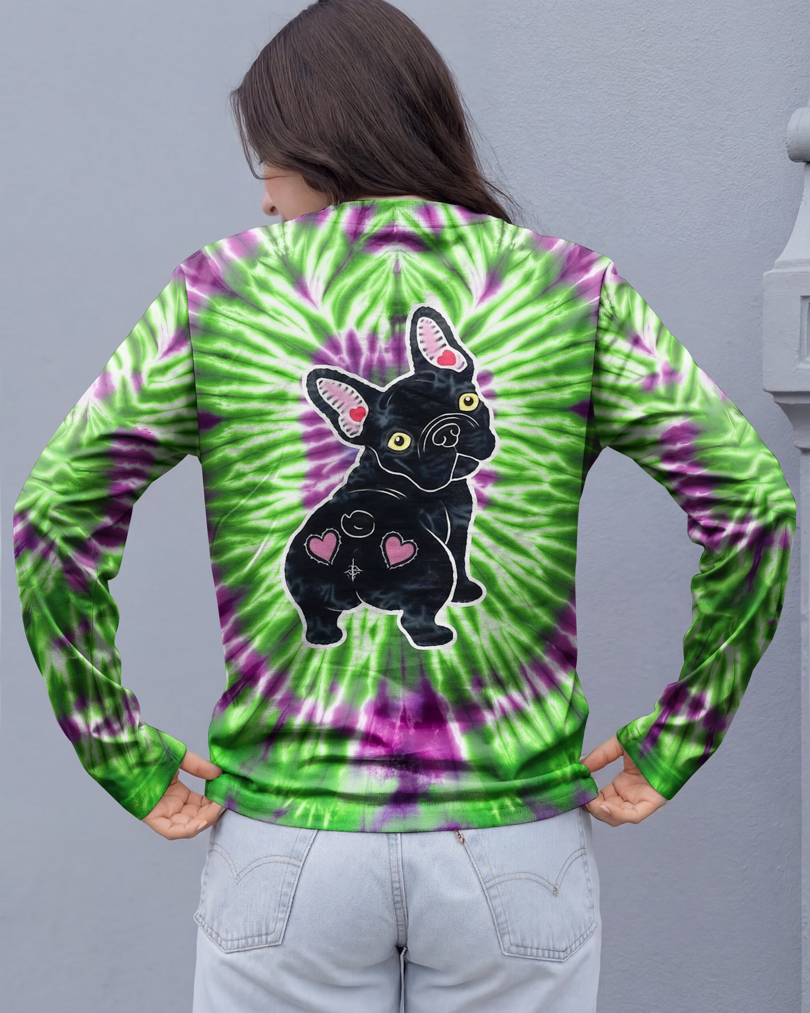 GREEN PURPLE SWIRL FRENCH BULLDOG ALL OVER PRINT - YHHG1901254