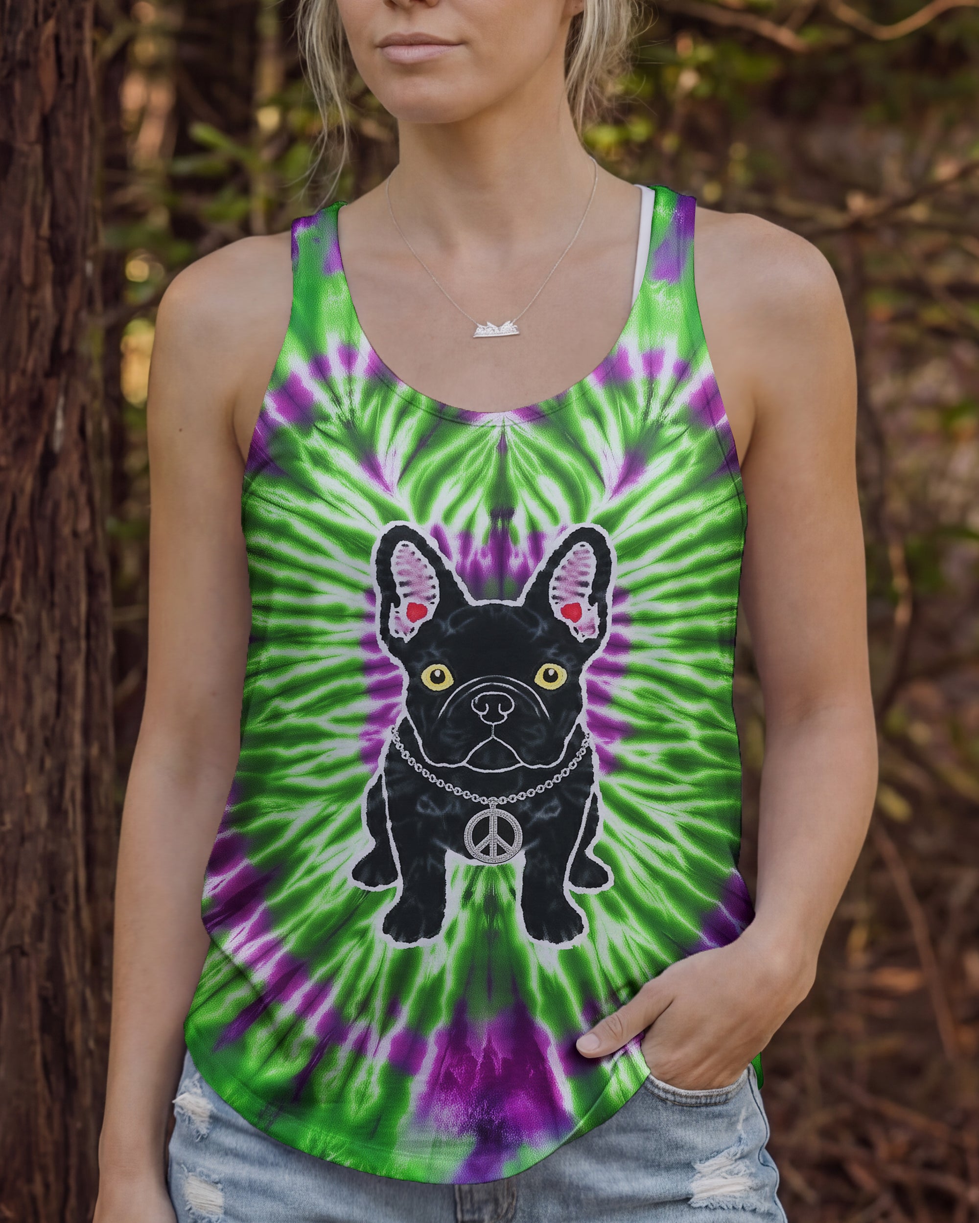 GREEN PURPLE SWIRL FRENCH BULLDOG ALL OVER PRINT - YHHG1901254