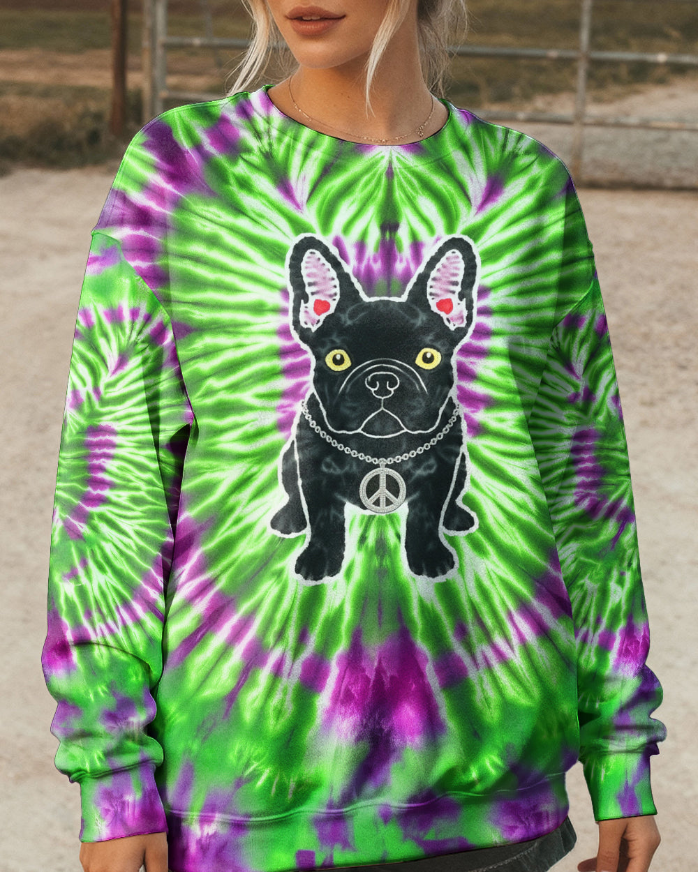 GREEN PURPLE SWIRL FRENCH BULLDOG ALL OVER PRINT - YHHG1901254