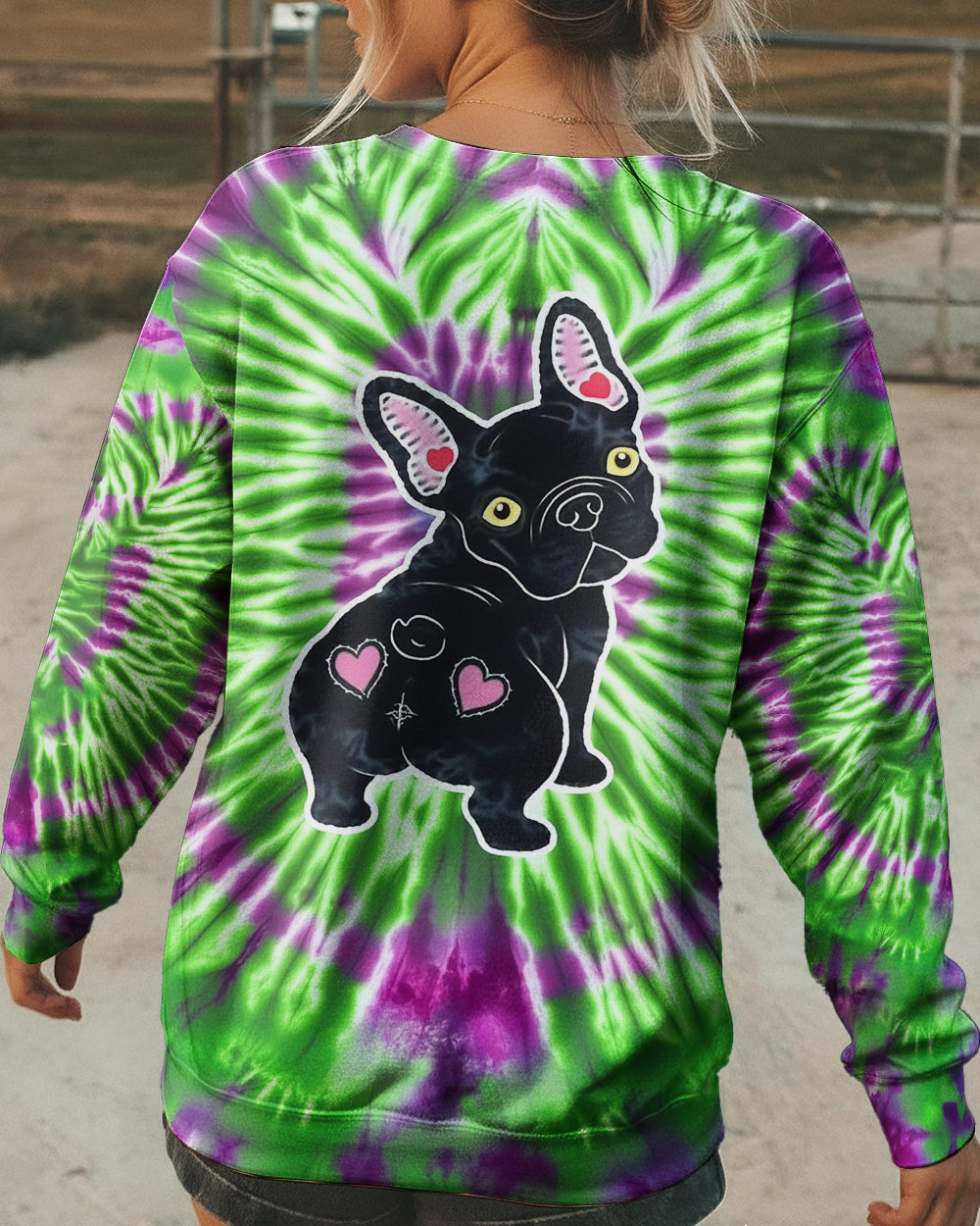 GREEN PURPLE SWIRL FRENCH BULLDOG ALL OVER PRINT - YHHG1901254