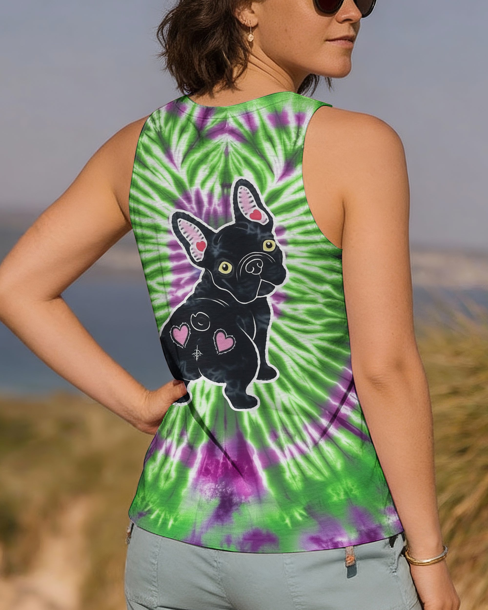GREEN PURPLE SWIRL FRENCH BULLDOG ALL OVER PRINT - YHHG1901254